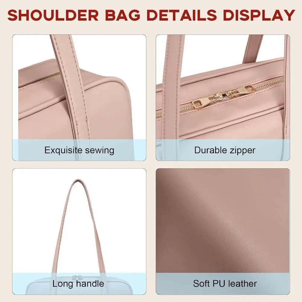 Vegan Leather Shoulder Bag for Women Retro Tote Satchel Crossbody Purse